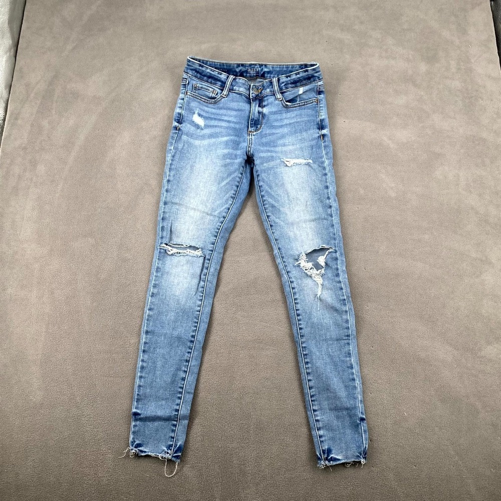 A.N.A Jegging Jeans Womens 2 Blue Denim Cotton Low Rise Whiskered Distressed